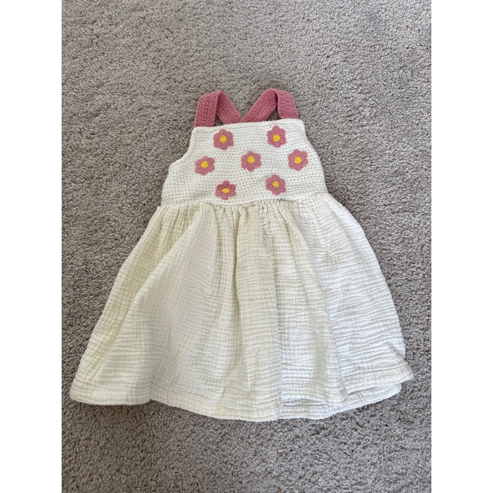Kensie Girl Toddler Boho Crochet Floral Gauze Dress White Pink Size 2T